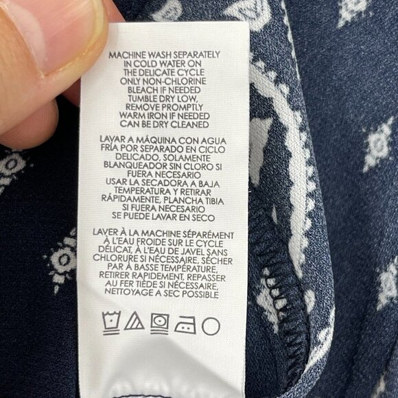 CAbi Track Star Navy White Bandana Print Wide Leg Casual Flowy Pants - Picture 10 of 13